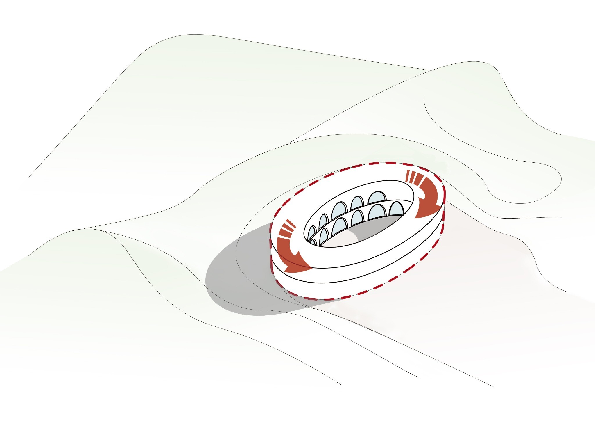 Design step showing enclosed volumes forming a courtyard.