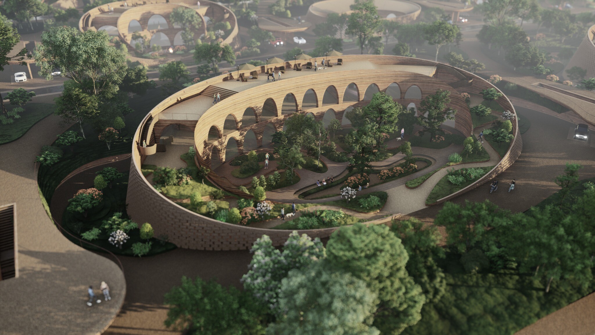 Main visual of Row House A in Modern Cave Dwellings.