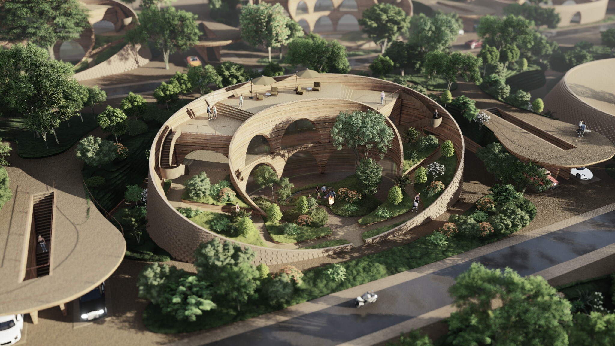 Aerial view of Detached Villa C in Modern Cave Dwellings.