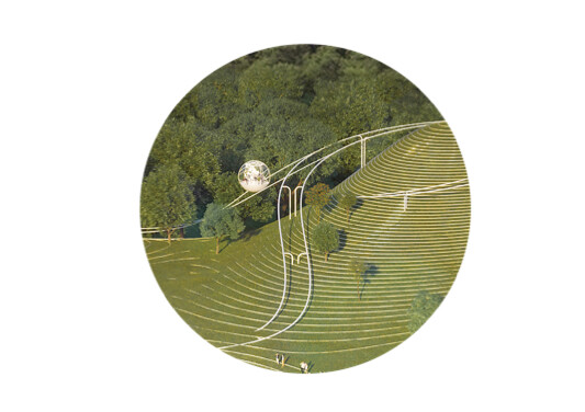 Multiple paths intersecting between grass and water, with the reading pod becoming a crossing node in the journey.